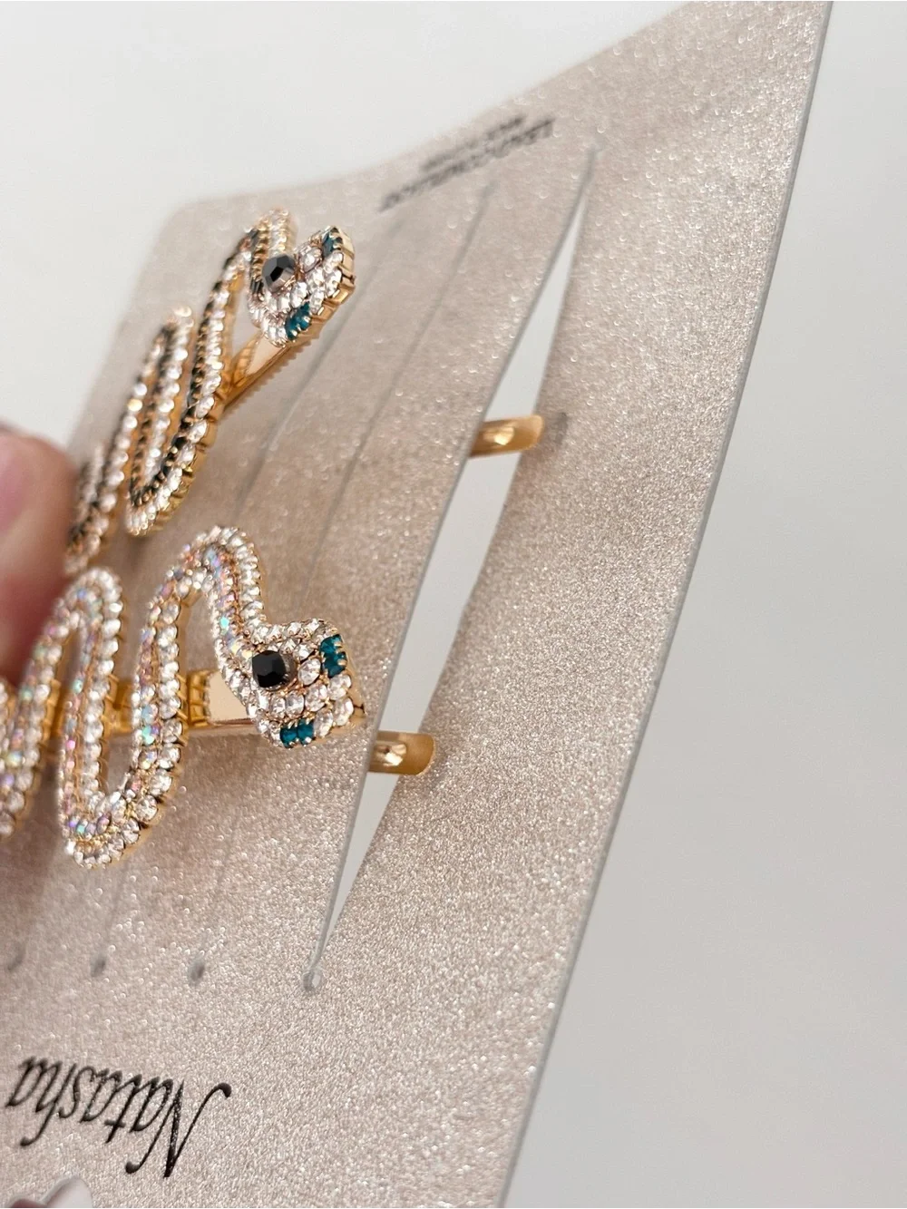 NATASHA Rhinestone Snake/ Serpent Hair Clips (2) NWT